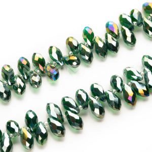 کریستال اشک بغل سوراخ 6×12 رنگ سبز شیشه ای هفت رنگ