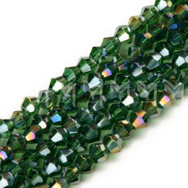 کریستال مخروطی سایز ۲ رنگ سبز یشمی شیشه ای هفت رنگ